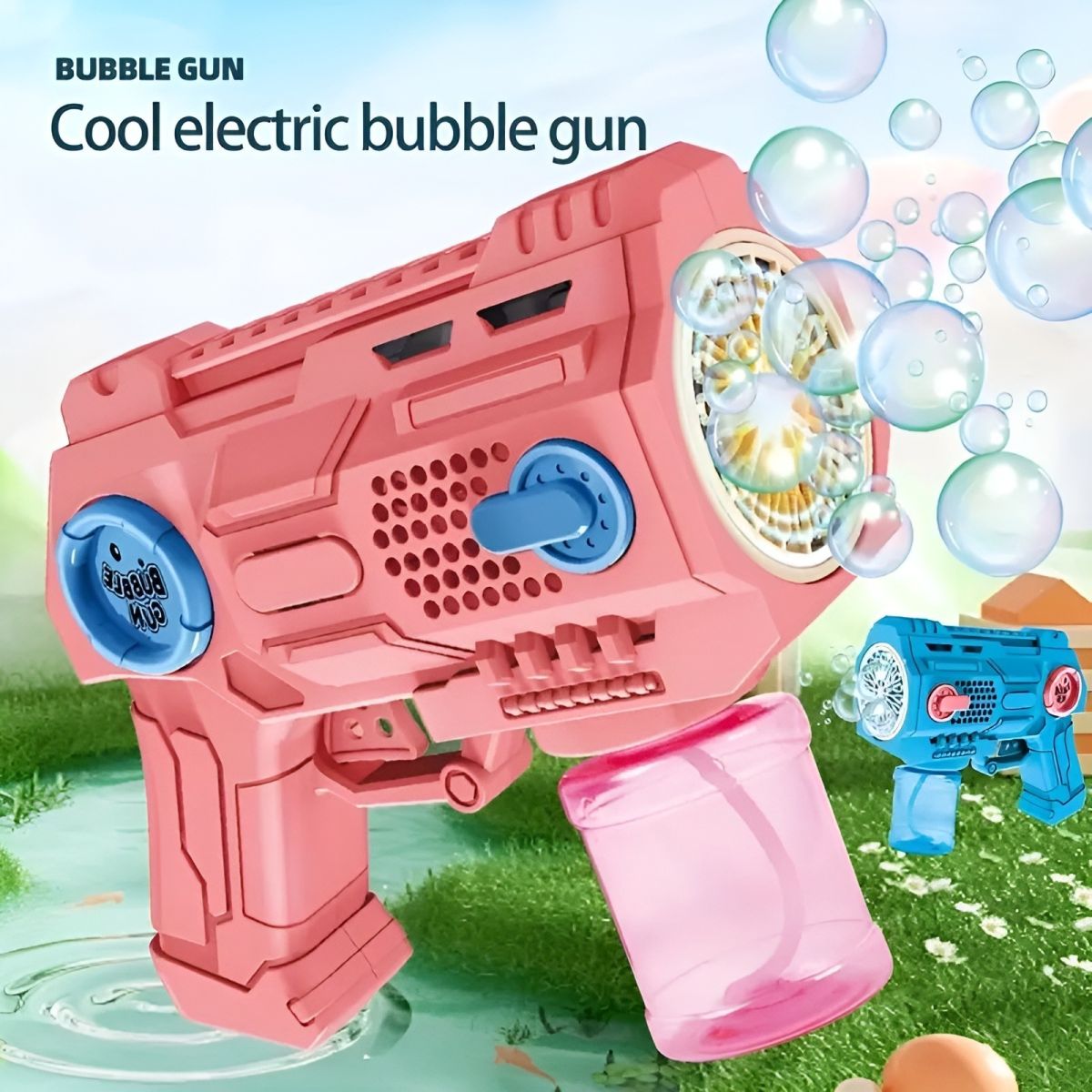 Children’s Handheld Porous Electric Bubble Gun with Lights &amp; Music – Automatic Mess-Free Bubble Blower with Bottle Fix System for Indoor/Outdoor Play, Pool Parties, Birthdays &amp; Special Events (Random Color) View Gallery - Pakistan
