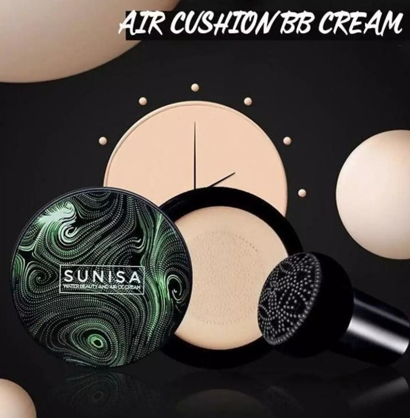 SUNISA Waterproof Mushroom Head Air Cushion Foundation – BB &amp; CC Cream with Moisturizing Liquid Base and Sponge Applicator View Gallery - Pakistan