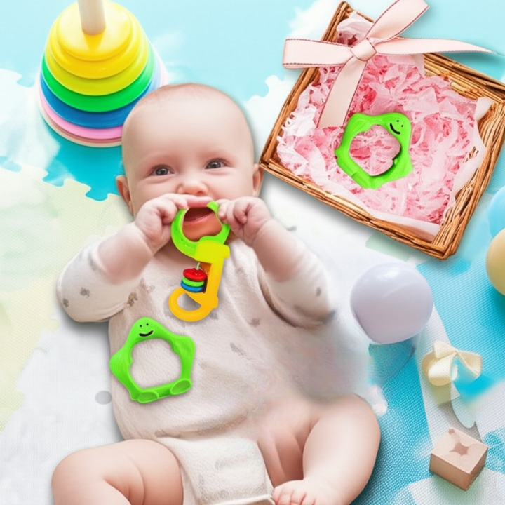 3 Pcs Baby Rattle Set – Non-Toxic Plastic Toys for Newborns, Safe &amp; Lightweight, Colorful Shapes for Sensory and Motor Skill Development (0-3 Years) View Gallery - Pakistan