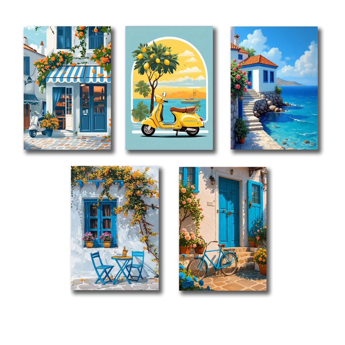 set of 5 italian vintage homes art themed wall art wooden sticky Phototile frames for wall home and girls room decoration View Gallery - Pakistan