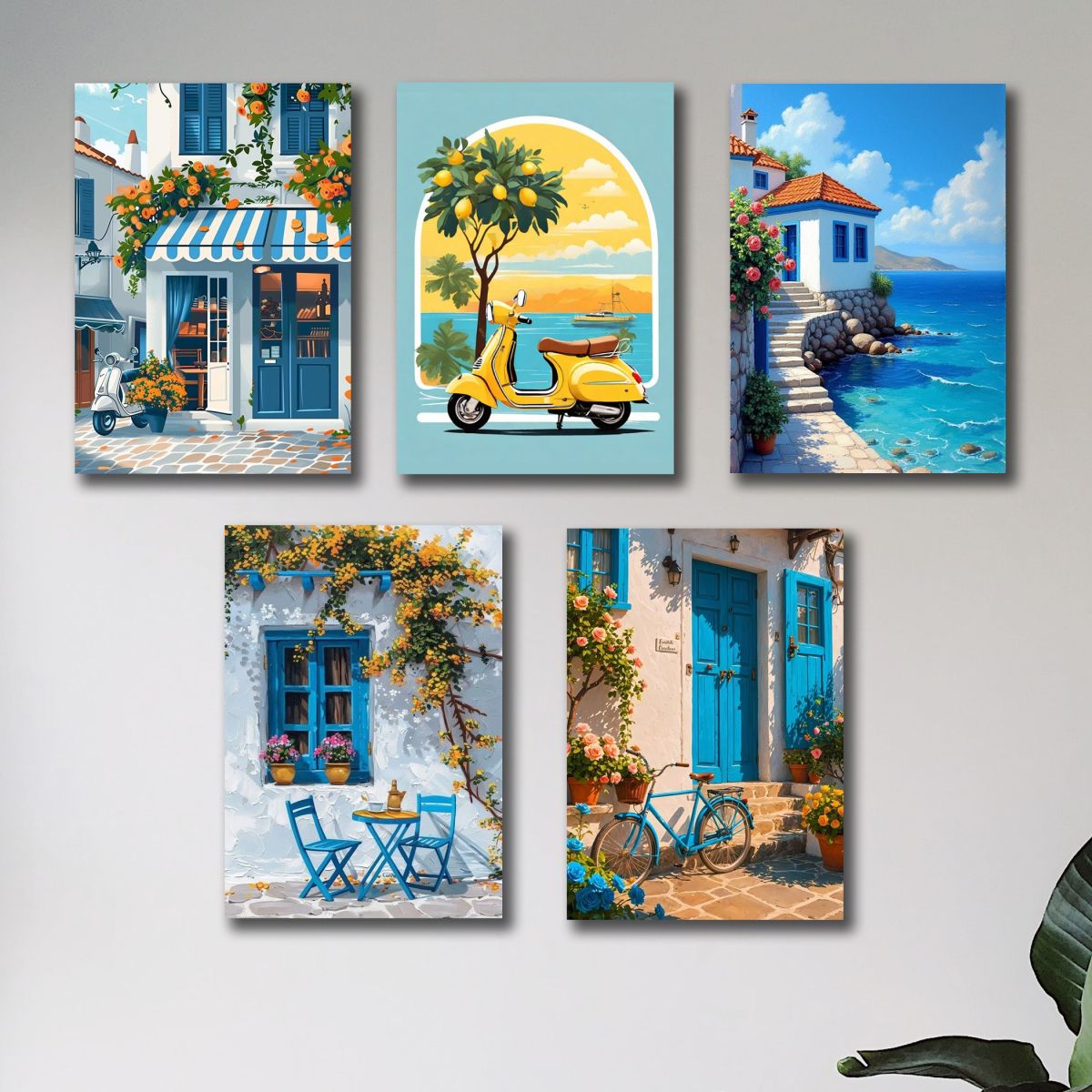 set of 5 italian vintage homes art themed wall art wooden sticky Phototile frames for wall home and girls room decoration View Gallery - Pakistan