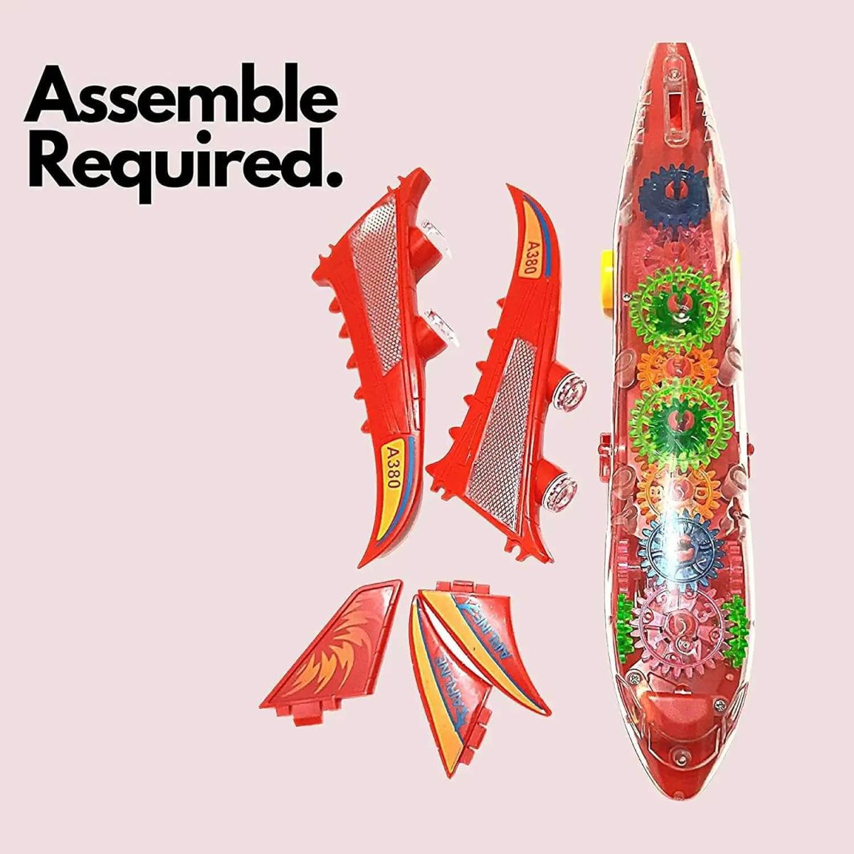 New Trending Transparent Gear Plane Toy – Light Mode, Music, Bump-and-Go Action, 45×46 cm, Battery Operated, for Kids Ages 3 and Up View Gallery - Pakistan