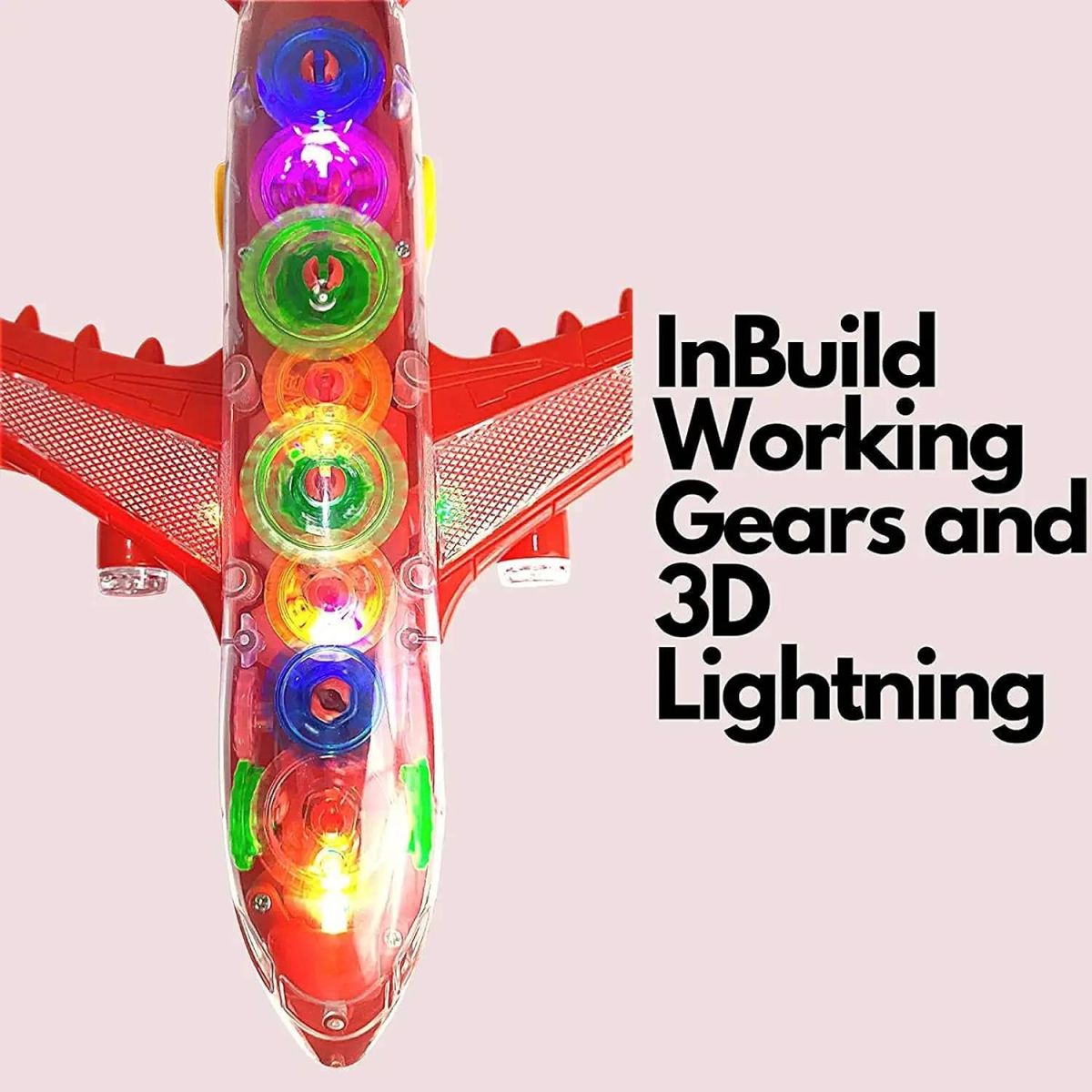 New Trending Transparent Gear Plane Toy – Light Mode, Music, Bump-and-Go Action, 45×46 cm, Battery Operated, for Kids Ages 3 and Up View Gallery - Pakistan