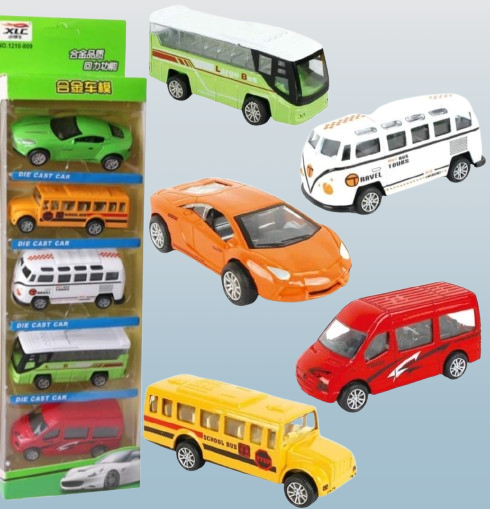 5-Piece Die Cast Metal Car and Bus Set – 1:64 Scale City Vehicle Collection for Kids – Pull Back &amp; Release – Durable Metal &amp; Plastic Construction – Educational Toy for Ages 3+ View Gallery - Pakistan