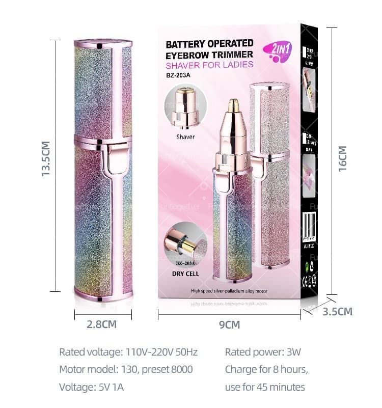 2 in 1 Electric Eyebrow Trimmer &amp; Shaver Model 203A – Rechargeable, Painless Hair Removal for Women View Gallery - Pakistan