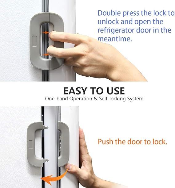 Refrigerator Door Lock for Child Safety | Easy Adhesive Freezer Lock | Double Button Design | Random Color View Gallery - Pakistan
