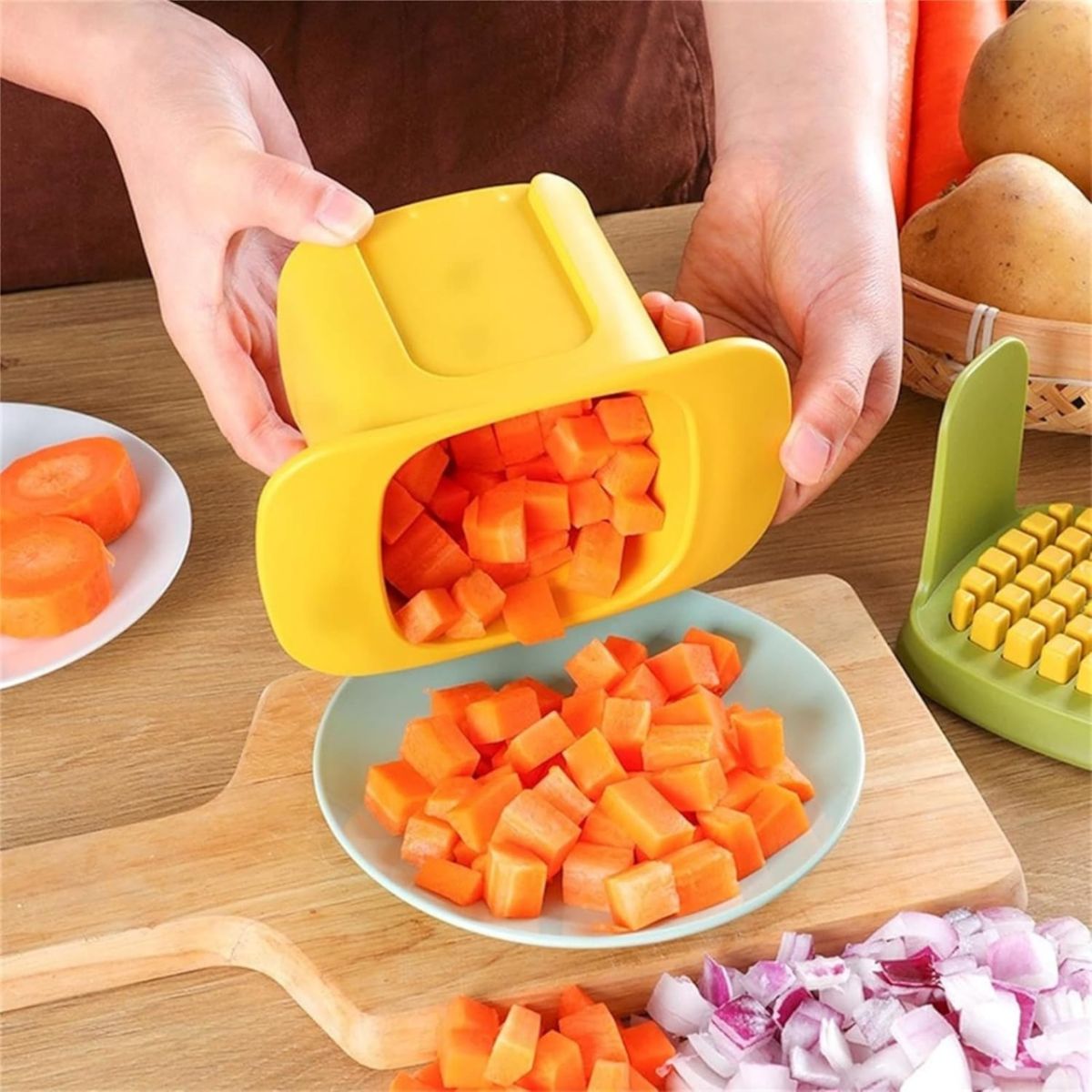 Multi-Function Handheld Chopper – Dicing, Slitting &amp;amp; Slicing Tool for Quick Food Prep