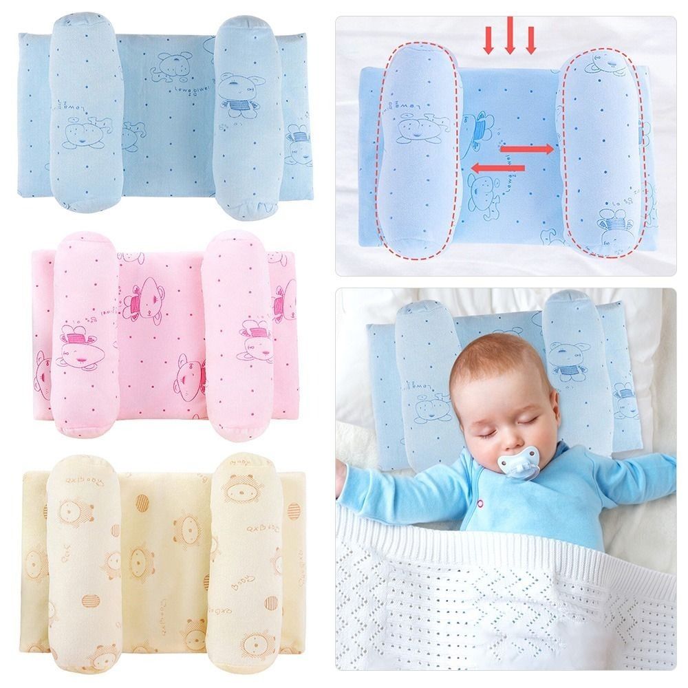 Soft Head Shaping Newborn Pillow for Flat Head Prevention, Breathable &amp; Portable Infant Cushion - Baby Head Shaping Pillow - Adjustable Newborn Baby Head Shaping Pillow ( Random Color & Design ) - Without Box View Gallery - Pakistan