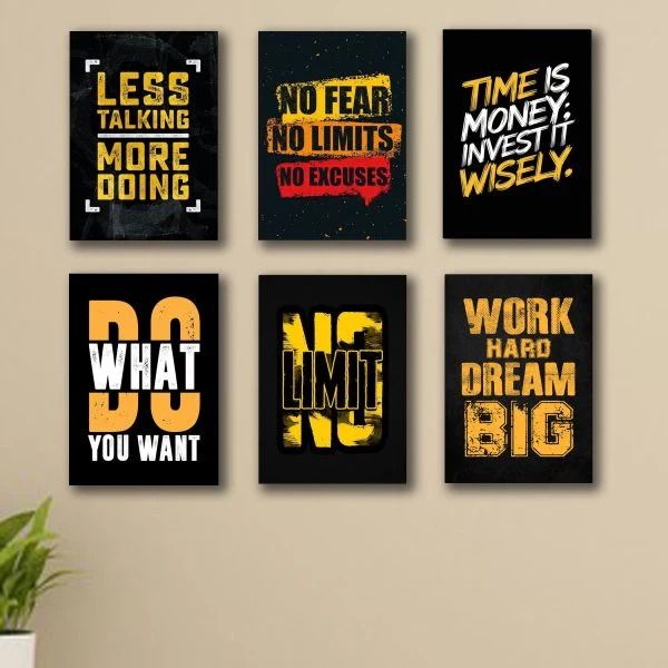 Set Of 6 Motivational Wooden Canvas Frames For Wall Decore 8x11 inches size / Sticky Phototiles Frames