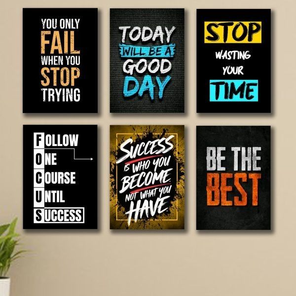 Set Of 6 Motivational Wooden Canvas Frames For Wall Decore 8x11 inches size / Sticky Phototiles Frames