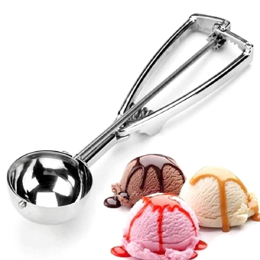 Premium Stainless Steel Ice Cream Scoop – Heavy Duty Metal Scooper Spoon, Dishwasher Safe, Ergonomic Handle for Frozen Yogurt, Gelato, Sundaes &amp; More – Medium, Silver View Gallery - Pakistan