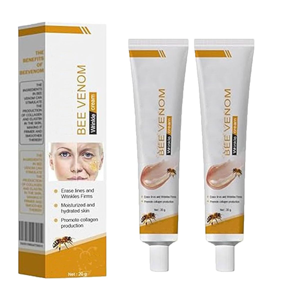 Botox Bee Venom Wrinkle Cream – Anti-Aging &amp;amp; Moisturizing Formula | Smooth Fine Lines, Hydrate Skin, Boost Collagen (20g)