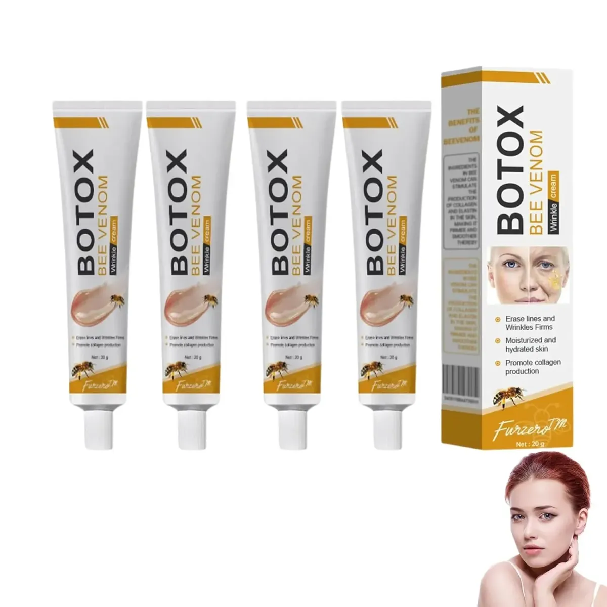 Botox Bee Venom Wrinkle Cream – Anti-Aging &amp; Moisturizing Formula | Smooth Fine Lines, Hydrate Skin, Boost Collagen (20g) View Gallery - Pakistan