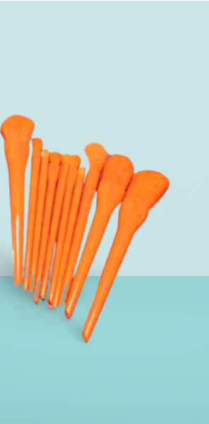 10 Pcs Professional Makeup Brush Set – Face, Eyes &amp; Lips | Concealer, Blush, Eyeshadow, Highlighter | Orange &amp; Green Colors View Gallery - Pakistan