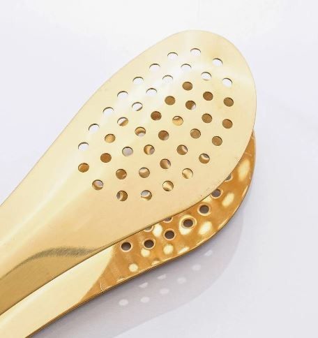 Mini Stainless Steel Food Serving Tong – 6 Inch Strainer Tong with 28-Hole Flat Head for Salad, Ice Cubes, Pastries, Frying &amp; Tea View Gallery - Pakistan