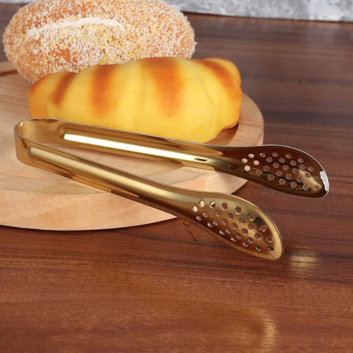 Mini Stainless Steel Food Serving Tong – 6 Inch Strainer Tong with 28-Hole Flat Head for Salad, Ice Cubes, Pastries, Frying &amp; Tea View Gallery - Pakistan