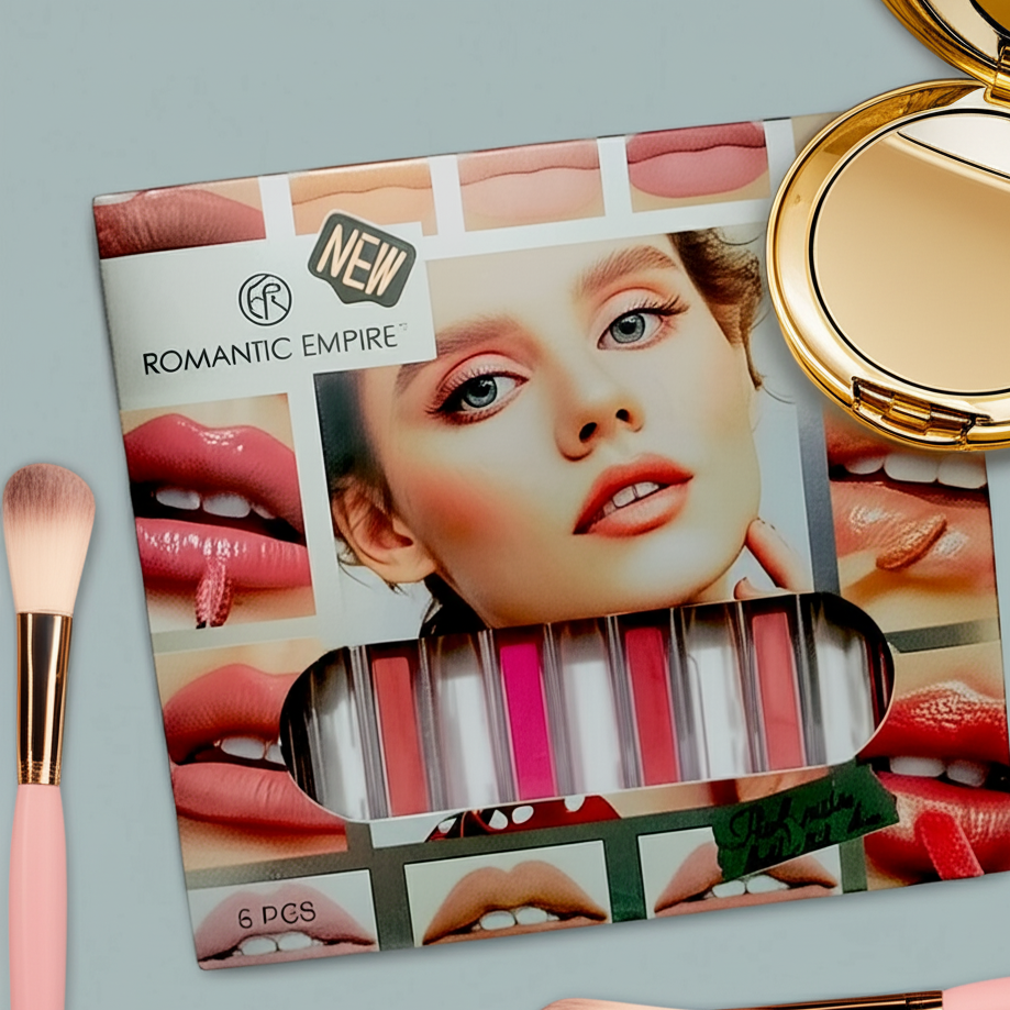 6-Piece Matte Lip Gloss Set – , Waterproof Lip Color Kit for All-Day Wear P View Gallery - Pakistan