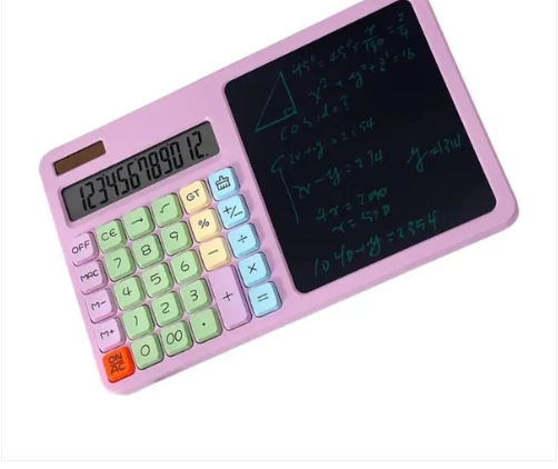 2-in-1 Calculator with LCD Writing Tablet – Dual-Function Office &amp; School Gadget | Portable &amp; Eco-Friendly |Random Color View Gallery - Pakistan