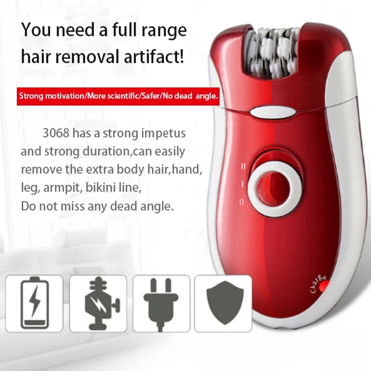 Kemei KM-3068 - Rechargeable 3-in-1 Epilator Hair Removal Device for Women – Electric Shaver &amp; Trimmer Set with Multiple Heads, Smooth Skin Care Tool for Face, Arms, Legs &amp; Sensitive Areas View Gallery - Pakistan