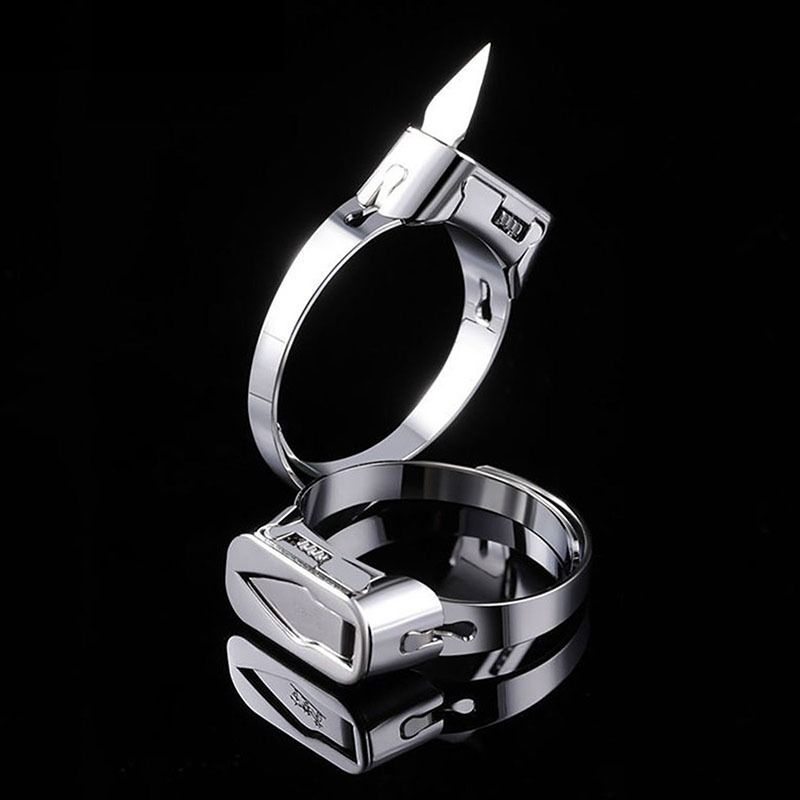 Stainless Steel Self-Defense Ring with Hidden Blade – Adjustable Mini Knife Ring for Personal Safety – Wearable Concealed Protection Tool for Men &amp;amp; Women