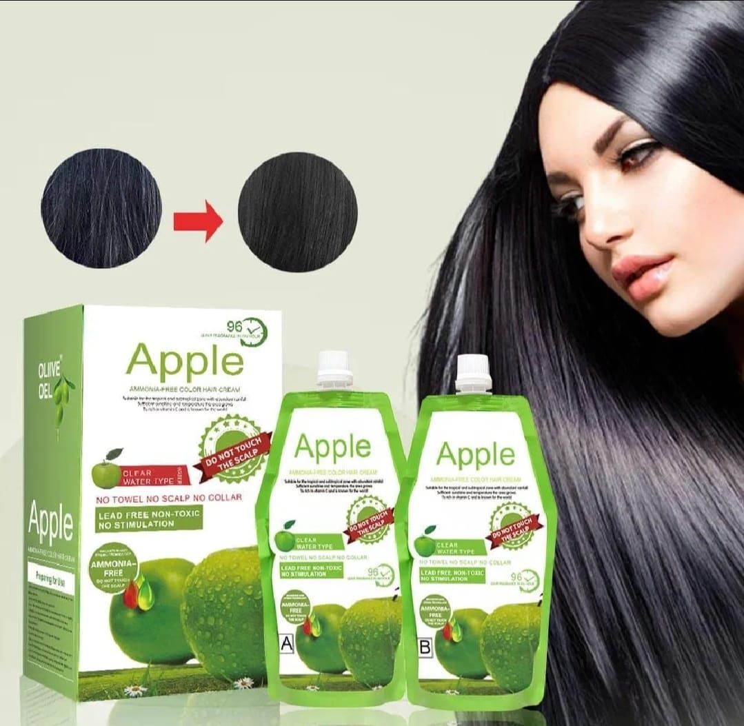 Apple Hair Color 500 ml Ammonia-Free Dark Brown Hair Color Cream – Natural-Looking Coverage with Nourishing Formula
