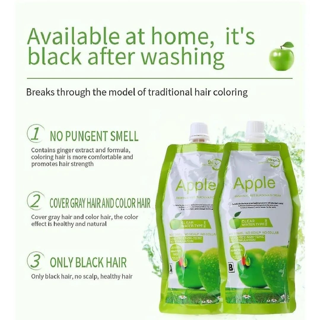 Apple Hair Color 500 ml Ammonia-Free Dark Brown Hair Color Cream – Natural-Looking Coverage with Nourishing Formula View Gallery - Pakistan