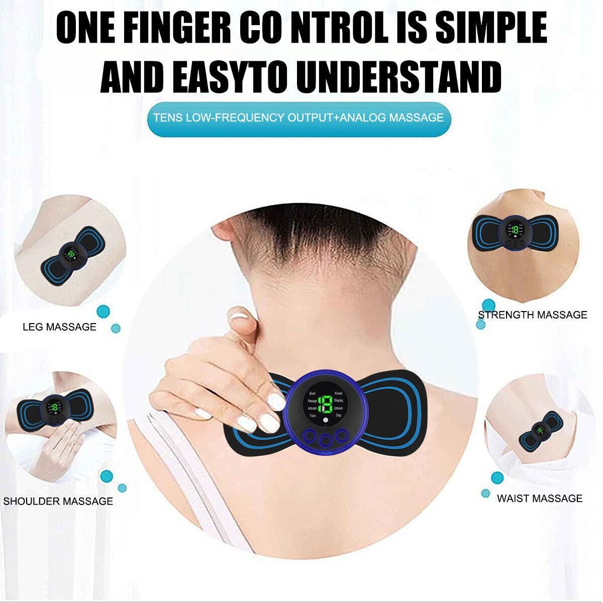 Portable EMS Mini Electric Massager Patch – Muscle Pain Relief for Neck, Back, Arms &amp; Full Body View Gallery - Pakistan