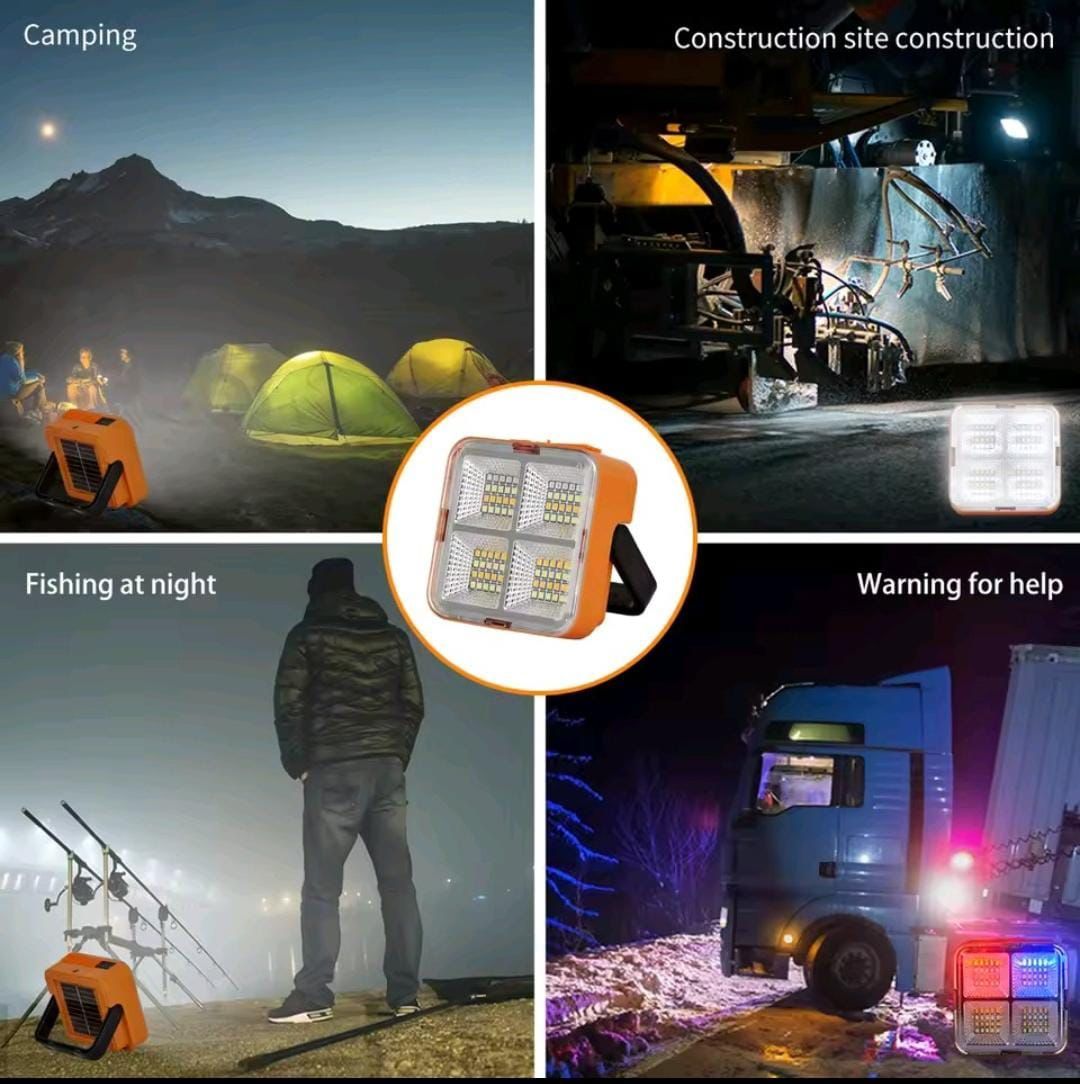 Outdoor Portable LED Solar Floodlight – Rechargeable 500W Spotlight Lantern for Camping, Emergency &amp; Search Lighting View Gallery - Pakistan