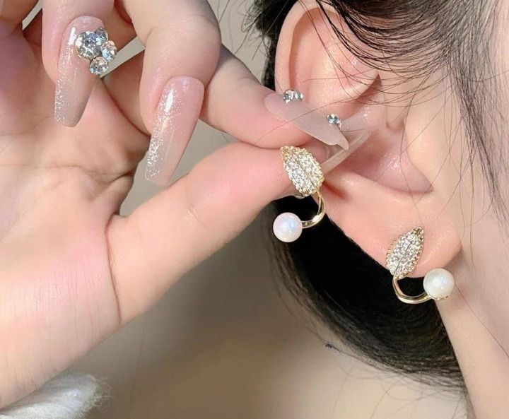 Leaf Pearl Earrings - Classy and Feminine Jewelry for Daily &amp;amp; Party Wear - Studs For Girls And Womens