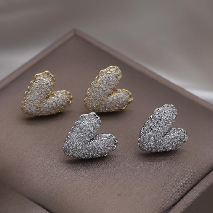 Zircon Heart Stud Earrings – Trendy Korean Fashion Jewelry for Girls &amp; Women View Gallery - Pakistan