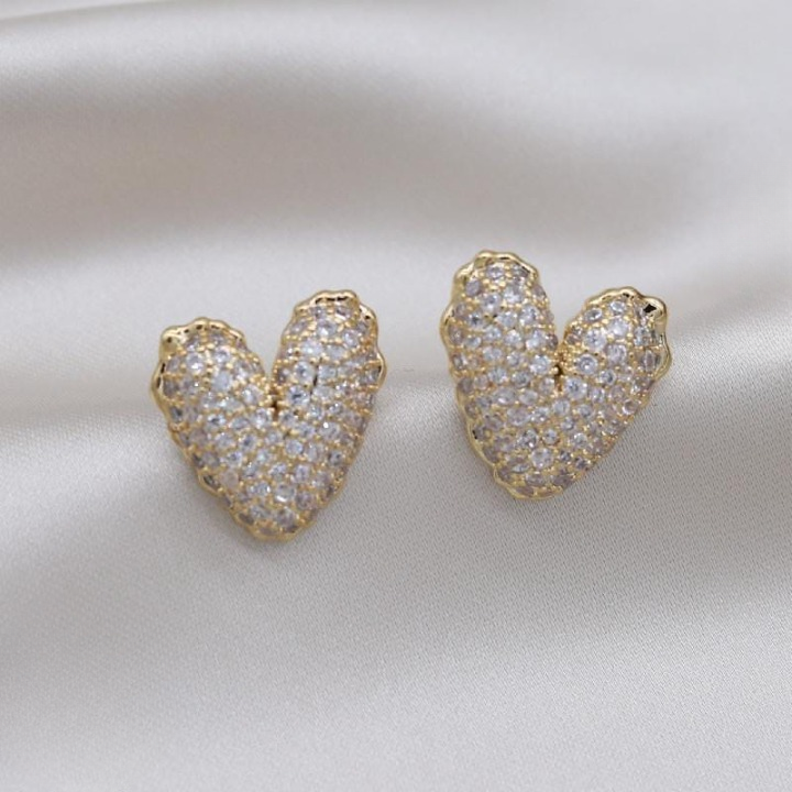 Zircon Heart Stud Earrings – Trendy Korean Fashion Jewelry for Girls &amp; Women View Gallery - Pakistan