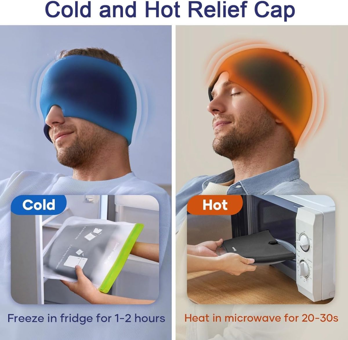 Migraine Relief Cap - Headache Relief Hat for Migraine Relief, Tension, One Size Fits All Headache Cap with Reusable Ice Gel Pack for Puffy Eyes, Stress Relief ( Random Color ) View Gallery - Pakistan