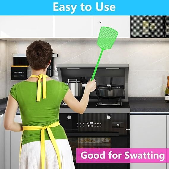 Pack of 6 Telescopic Stainless Steel Fly Swatter – Long Handle Mosquito Racket with Plastic Square Head (Radom Color) View Gallery - Pakistan