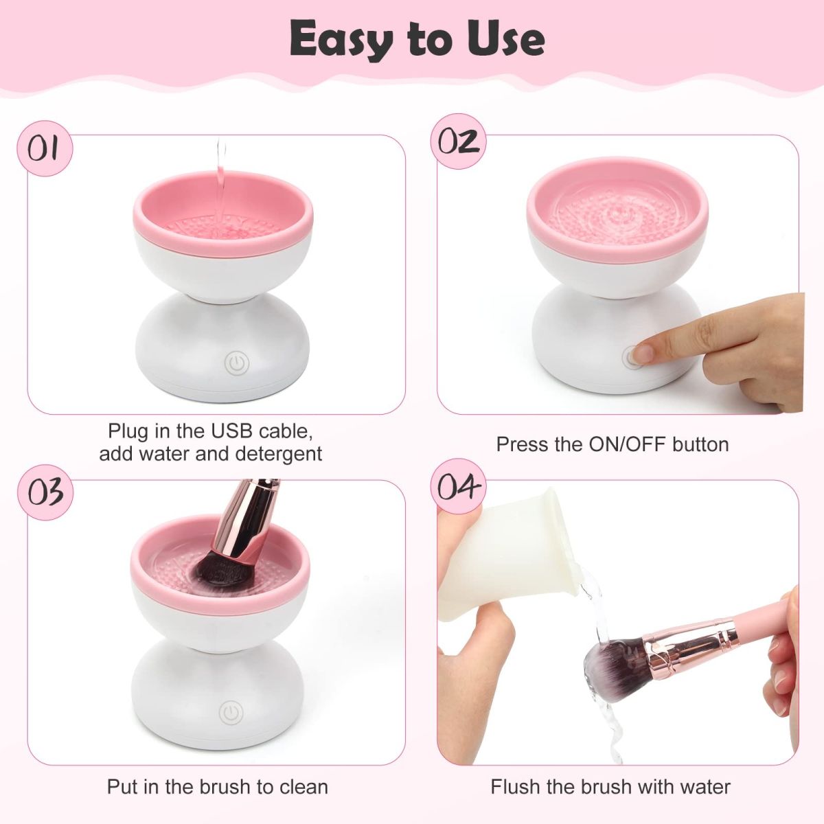 Electric Makeup Brush Cleaner Machine Gentle And Efficient Cleaning USB Powered Electric Scrubber Makeup Supply View Gallery - Pakistan