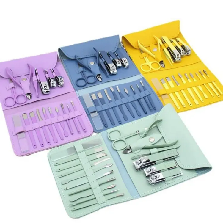 16 in 1 Nail kit Manicure Cutters Nail Clipper Set Household Stainless Steel Ear Spoon Nail Clippers Pedicure Nail Scissors Tool Set (Random Color) View Gallery - Pakistan