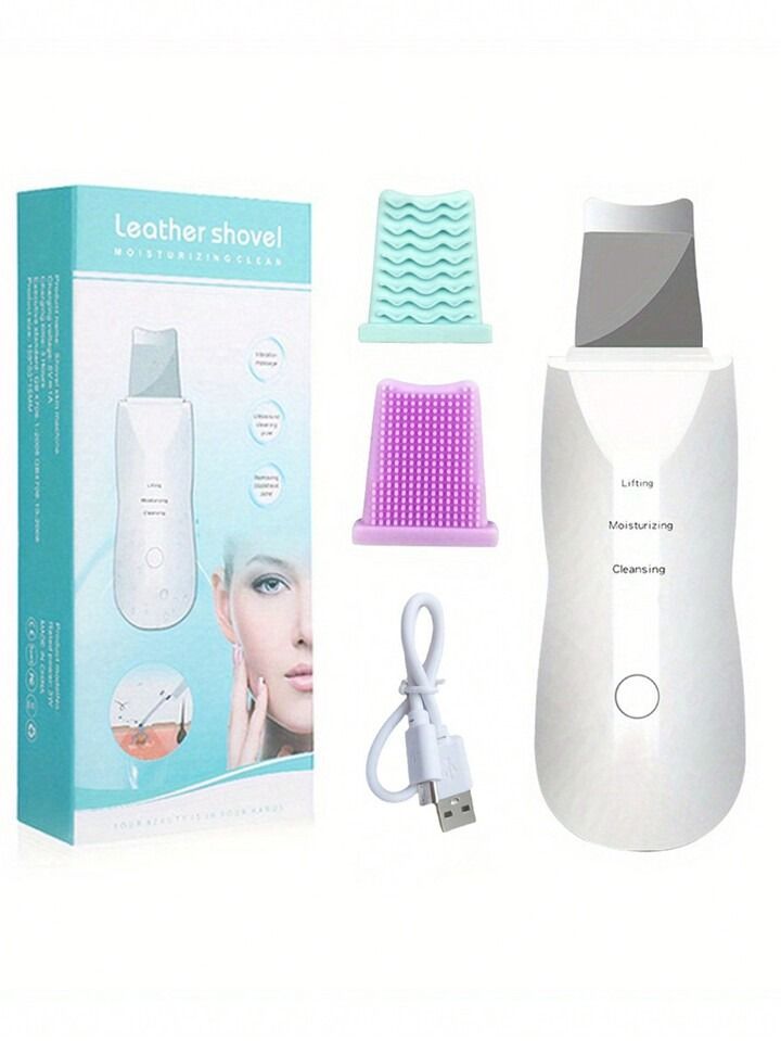 Rechargeable Ultrasonic Skin Scrubber – Deep Cleansing Facial Spatula &amp;amp; Blackhead Remover with Vibration &amp;amp; Peeling Modes