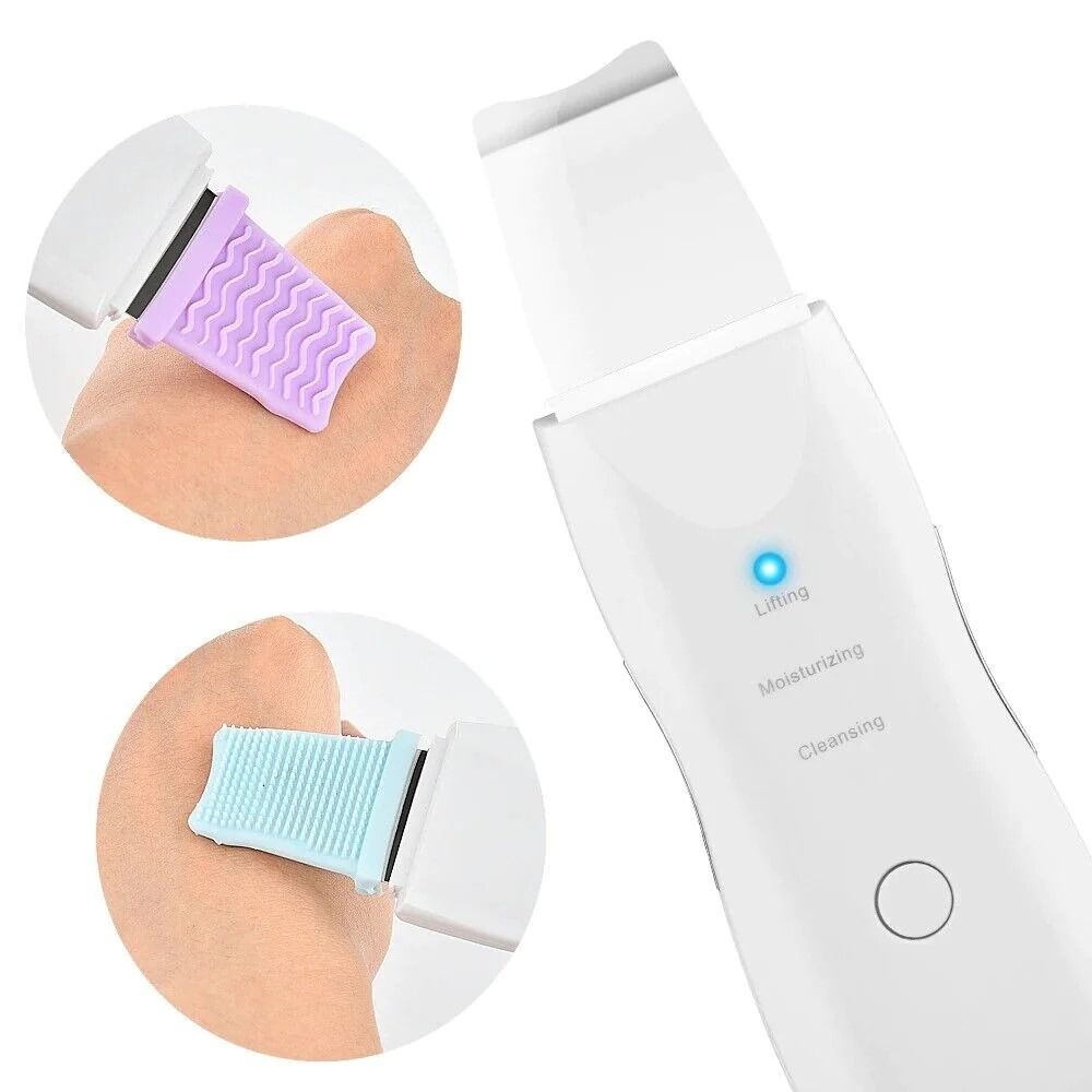Rechargeable Ultrasonic Skin Scrubber – Deep Cleansing Facial Spatula &amp; Blackhead Remover with Vibration &amp; Peeling Modes View Gallery - Pakistan