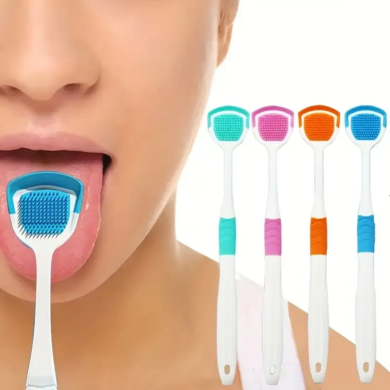 Tongue Cleaner Brush with Soft Silicone Bristles – Oral Hygiene Tool for Fresh Breath &amp;amp; Bacteria Removal -  Tongue Cleaner - Tongue Scraper - Bad Breath Remover - Random Color