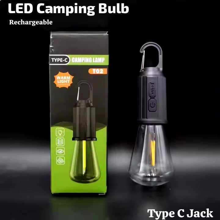 Rechargeable Portable LED Camping Lantern, Tent Lamp with Clip Hook, Essentials Tent Accessories Emergency Camping Lights for Backpacking Camping Hiking Fishing Hurricane Outage type -c