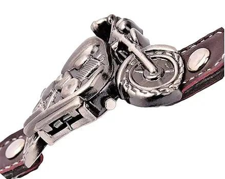 Men’s Motorcycle-Inspired Analog Wrist Watch with Bike Look Stainless Steel Dial – Stylish Daily Watch with Premium Leather Strap (Without Box) View Gallery - Pakistan