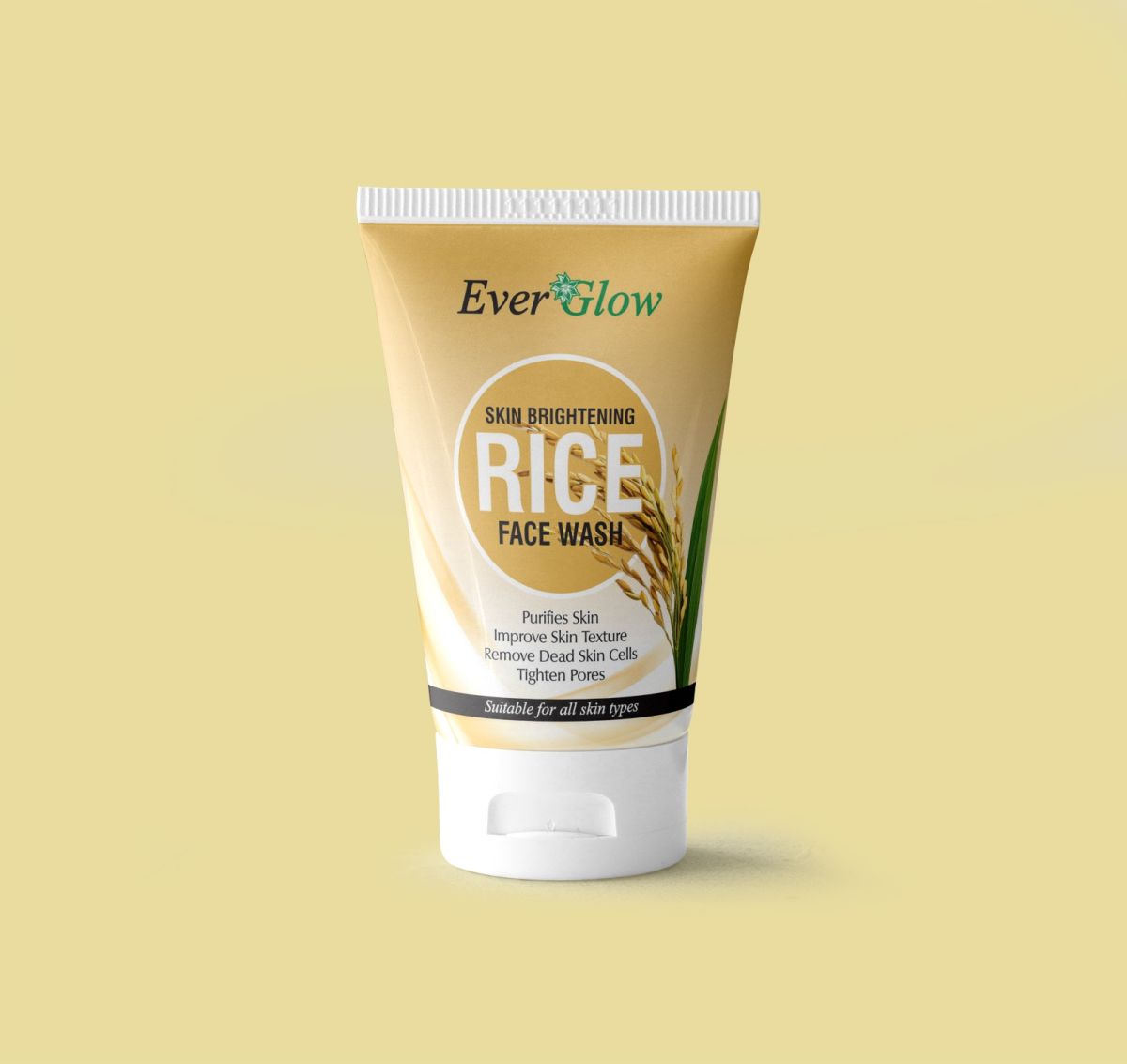 EverGlow Skin Brightening Rice Face Wash 120 ML - Purifies, Improves Texture, Exfoliates, Tightens Pores - For All Skin Types | Face Wash | Rise Face Wash 