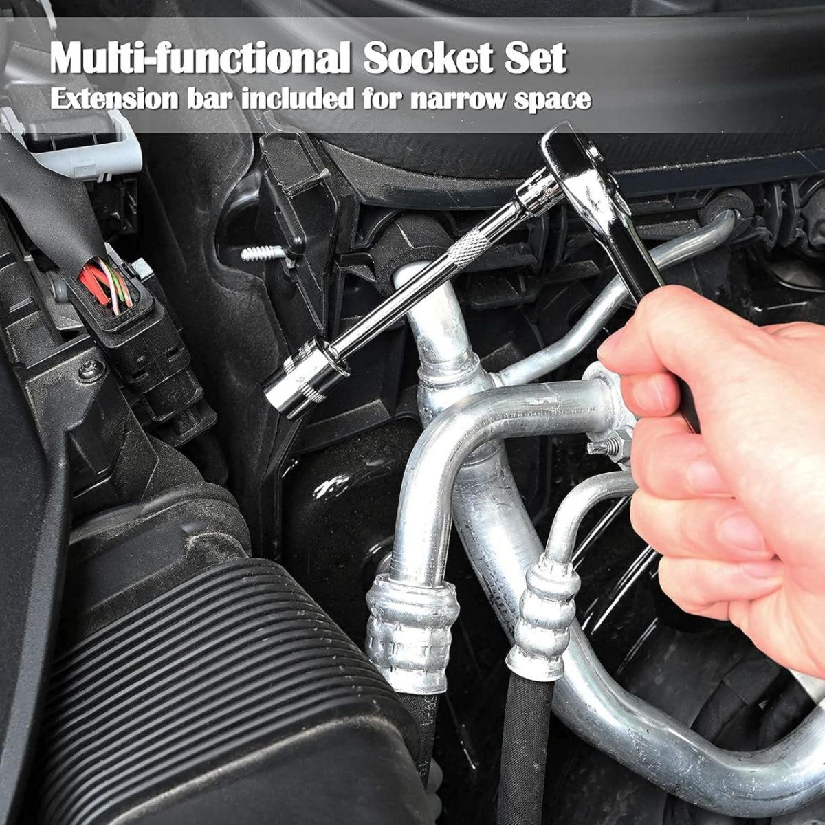 46-Piece Professional Socket Wrench Tool Set with Ratchet Handle, Sockets, Screwdriver Bits for Car, Motorcycle, Bicycle, Home Repair, Mechanical Work, Garage and DIY Maintenance Tasks, Portable Heavy-Duty Tool Kit View Gallery - Pakistan