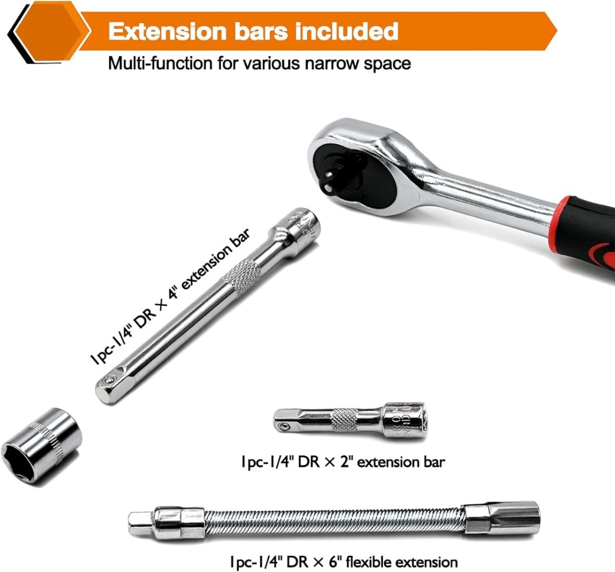 46-Piece Professional Socket Wrench Tool Set with Ratchet Handle, Sockets, Screwdriver Bits for Car, Motorcycle, Bicycle, Home Repair, Mechanical Work, Garage and DIY Maintenance Tasks, Portable Heavy-Duty Tool Kit View Gallery - Pakistan