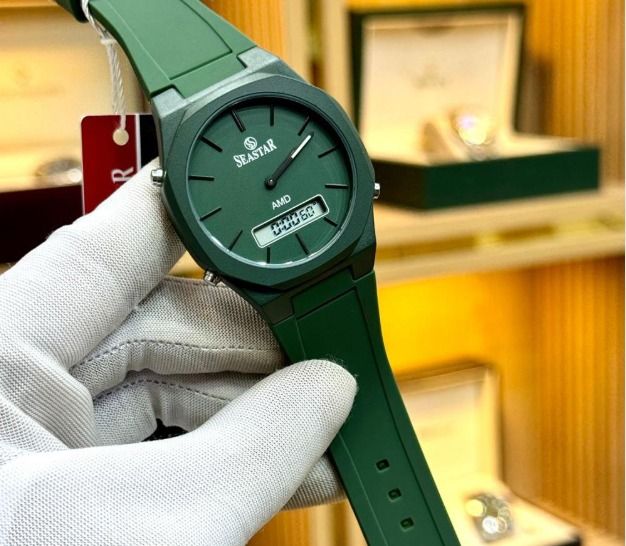 SEASTAR SS-1110Gc Men’s Waterproof Quartz Watch – Analog Digital Display, Silicone Strap, Premium Build (Without Box) View Gallery - Pakistan