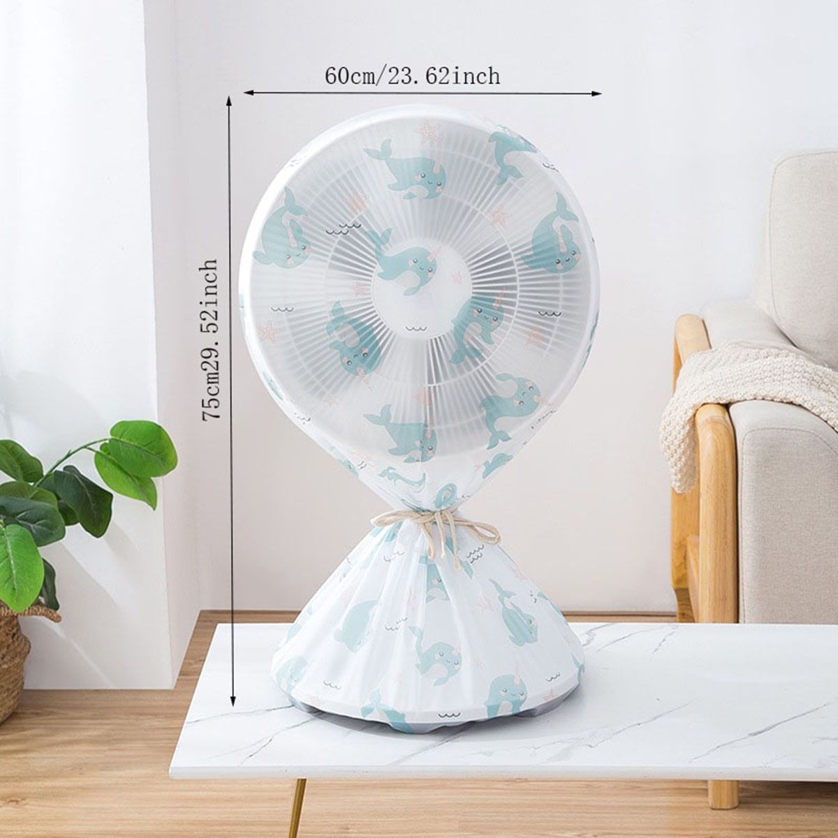 High Quality Dustproof All-inclusive Electric Fan Dust Cover Household Floor Fan Cover Protective Cover Stand Fan - 01 PCs - Random Print View Gallery - Pakistan