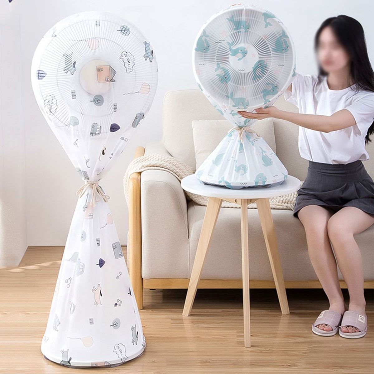 High Quality Dustproof All-inclusive Electric Fan Dust Cover Household Floor Fan Cover Protective Cover Stand Fan - 01 PCs - Random Print View Gallery - Pakistan