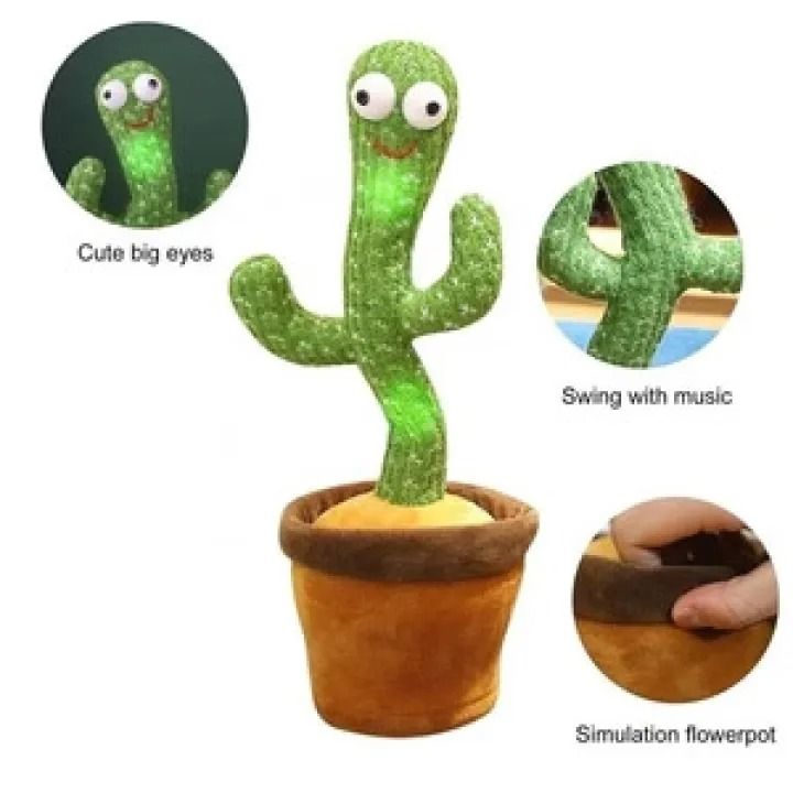 Dancing Cactus Toy – Singing, Talking, Voice Recording Plush with USB Rechargeable Function – Fun Educational Gift for Babies and Kids (Ages 6 Months &amp; Up) - Rechargeable - With Cap View Gallery - Pakistan