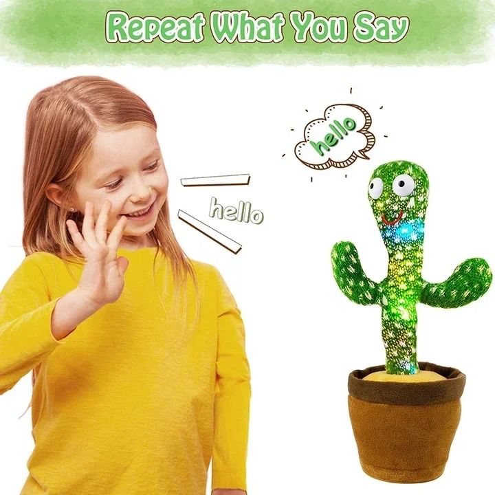 Dancing Cactus Toy – Singing, Talking, Voice Recording Plush with USB Rechargeable Function – Fun Educational Gift for Babies and Kids (Ages 6 Months &amp; Up) - Rechargeable - With Cap View Gallery - Pakistan