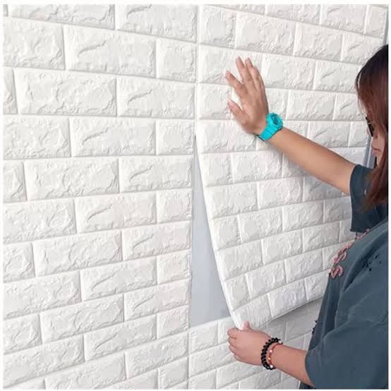 3d Wall Sticker White Brick Sheet | Bedroom Home Decor Waterproof Self Adhesive Living Room Wallpaper(70×77 cm) View Gallery - Pakistan