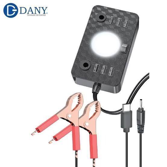 Dany C-1 Clipper Charger | 6 USB Ports | LED Light | DC Solar Mobile Charger | USB Battery Clamp | Power Cable | Short Circuit &amp; Overload Protection - DC Mobile Charger - Original View Gallery - Pakistan